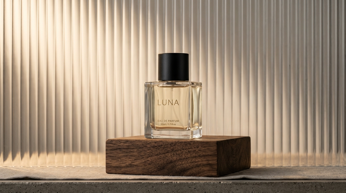 Ribbed Fluted Glass & Dark Walnut